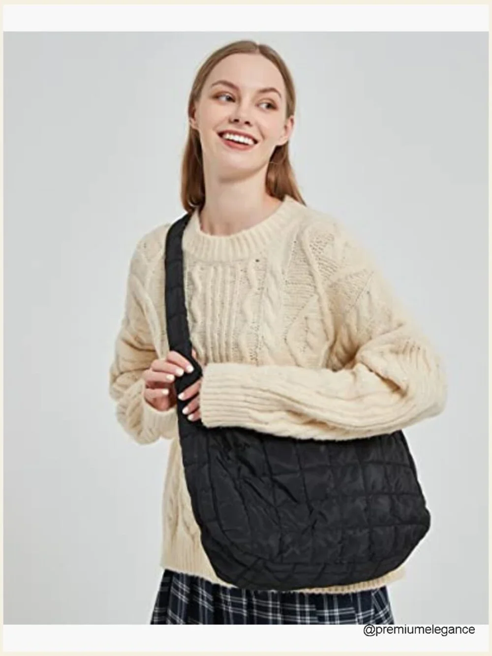 Large Quilted Nylon Hobo Tote Shoulder Bag Puffer Purse